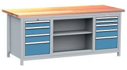 Tavolo da officina con contenitori, set DPJ 204