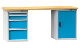 Tavoli da officina serie M, larghezza 1500, profondità 700 o 800, altezza 880 o 890 mm (6 modelli)
