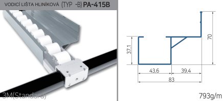 Guida in alluminio per pista a rulli PA-415B - 1