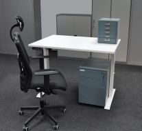 Scrivania da ufficio con vano contenitore e sedia EO12_HDT_HDK_York