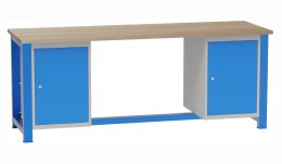 Tavolo da officina con contenitori inseriti