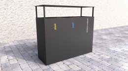 Pattumiera da esterno con tettoia per rifiuti differenziati Steel II