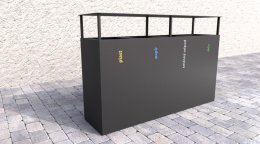 Pattumiera da esterno con tettoia per rifiuti differenziati Steel IV