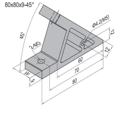 Angolo 45°, 80x80x9 mm - 2