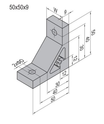 Angolo 90°, 50x50x9 mm - 2