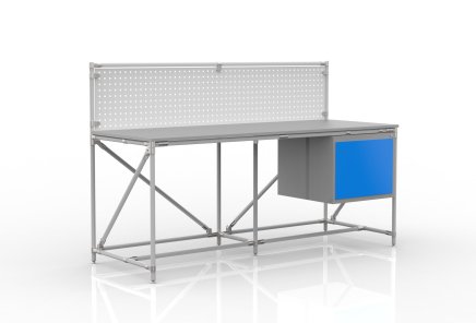 Tavolo da officina con pannello forato larghezza 2000 mm, 240408311 - 1
