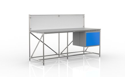 Tavolo da officina con pannello forato larghezza 2000 mm, 240408311 - 4