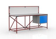 Tavolo da officina con pannello forato larghezza 2000 mm, 240408311 - 2