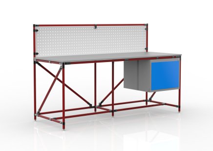Tavolo da officina con pannello forato larghezza 2000 mm, 240408311 - 2