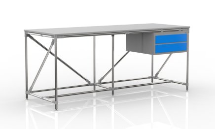 Tavolo da officina con contenitore con due cassetti larghezza 2000 mm, 240405314 - 4