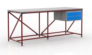 Tavolo da officina con contenitore con due cassetti larghezza 2000 mm, 240405314 - 2