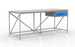 Tavolo da officina con contenitore con un cassetto larghezza 2000 mm, 240405313