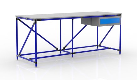 Tavolo da officina con contenitore con un cassetto larghezza 2000 mm, 240405313 - 3
