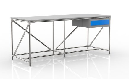 Tavolo da officina con contenitore con un cassetto larghezza 2000 mm, 240405313 - 4