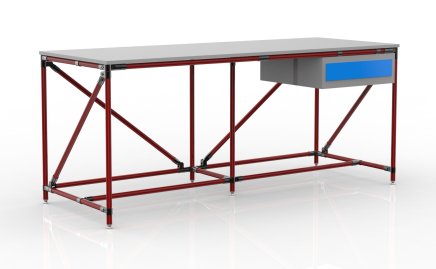 Tavolo da officina con contenitore con un cassetto larghezza 2000 mm, 240405313 - 2