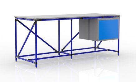 Tavolo da officina con contenitore larghezza 2000 mm, 240405317 - 3