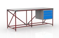 Tavolo da officina con contenitore a tre cassetti larghezza 2000 mm, 240405315 - 2