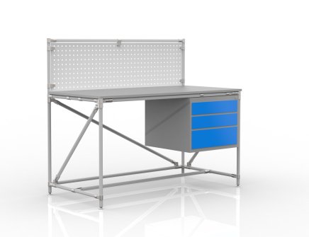 Tavolo da officina con pannello forato largo 1500 mm, 24040833 - 1