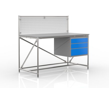 Tavolo da officina con pannello forato largo 1500 mm, 24040833 - 4