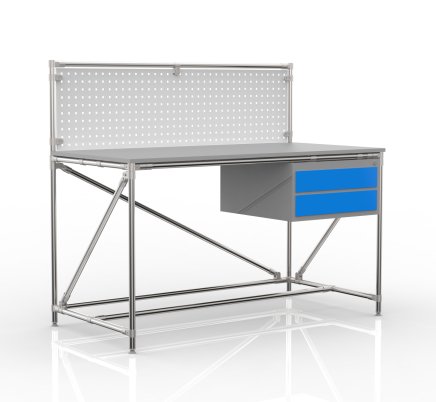 Tavolo da officina con pannello forato larghezza 1500 mm, 24040832 - 4