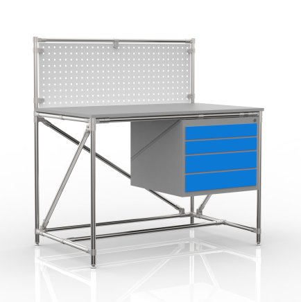 Tavolo da officina da sistema di tubi con pannello forato 240408316 (3 modelli) - 4