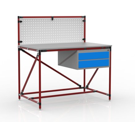 Tavolo da officina Pipe System con pannello forato 240408314 (3 modelli) - 2