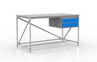 Tavolo da officina con contenitore con due cassetti, larghezza 1500 mm, 24040538 - 1