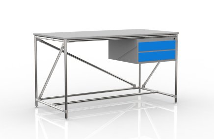 Tavolo da officina con contenitore con due cassetti, larghezza 1500 mm, 24040538 - 4