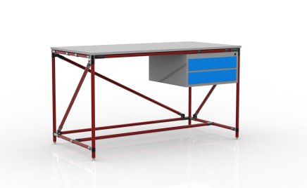 Tavolo da officina con contenitore con due cassetti, larghezza 1500 mm, 24040538 - 2