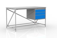 Tavolo da officina con contenitore con tre cassetti larghezza 1500 mm, 24040539 - 1
