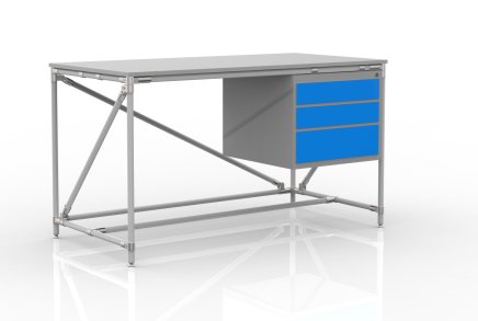 Tavolo da officina con contenitore con tre cassetti larghezza 1500 mm, 24040539 - 1