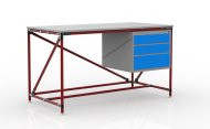 Tavolo da officina con contenitore con tre cassetti larghezza 1500 mm, 24040539 - 2