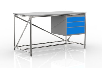 Tavolo da officina con contenitore con tre cassetti larghezza 1500 mm, 24040539 - 4