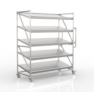 Carrello a ripiani per gabbie con ripiani inclinati larghi 1500 mm, SP15060 - 4
