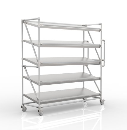 Carrello a ripiani per gabbie con ripiani inclinati larghi 1700 mm, SP17050 - 1