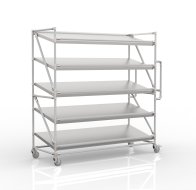 Carrello a ripiani per gabbie con ripiani inclinati larghi 1700 mm, SP17060