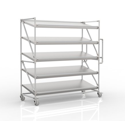 Carrello a ripiani per gabbie con ripiani inclinati larghi 1700 mm, SP17060 - 1