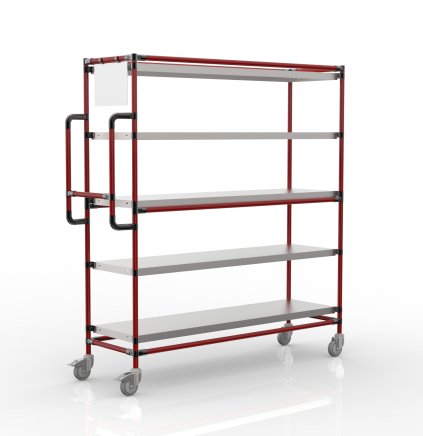 Carrello portacasse con 5 ripiani dritti, SPS15040 - 2