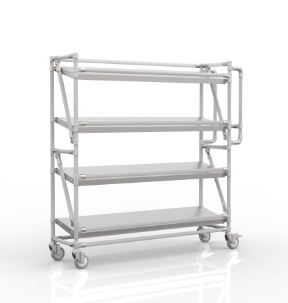 Carrello a ripiani per gabbie con ripiani inclinati di larghezza 1300 mm, SP13030 (4 modelli) - 1