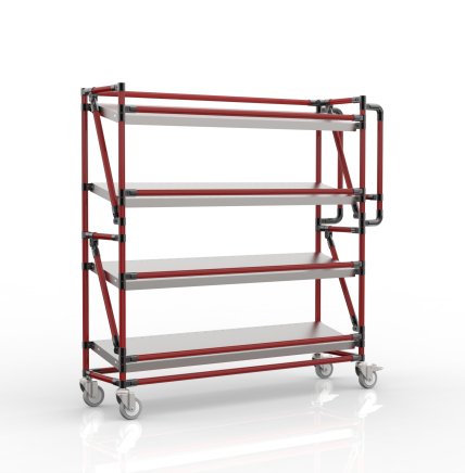 Carrello a ripiani per gabbie con ripiani inclinati di larghezza 1300 mm, SP13030 (4 modelli) - 2