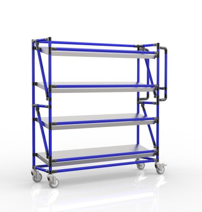 Carrello a ripiani per gabbie con ripiani inclinati di larghezza 1300 mm, SP13030 (4 modelli) - 3
