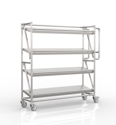 Carrello a ripiani per gabbie con ripiani inclinati di larghezza 1300 mm, SP13030 (4 modelli) - 4