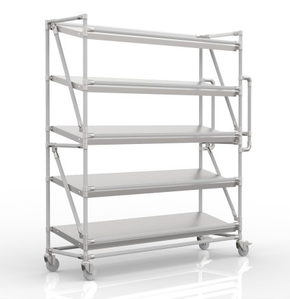 Carrello a ripiani per gabbie con ripiani inclinati di larghezza 1500 mm, SP15040 (3 modelli) - 1