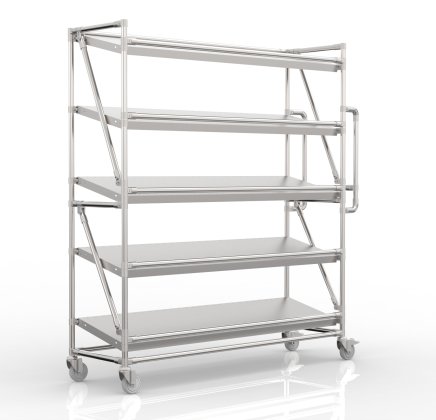 Carrello a ripiani per gabbie con ripiani inclinati di larghezza 1500 mm, SP15040 (3 modelli) - 4