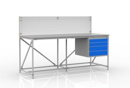 Tavolo da officina con pannello forato larghezza 2000 mm, 240408310