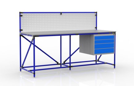 Tavolo da officina con pannello forato larghezza 2000 mm, 240408310 - 3