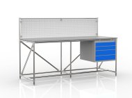 Tavolo da officina con pannello forato larghezza 2000 mm, 240408310 - 4
