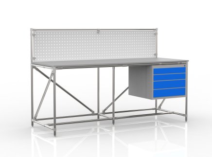 Tavolo da officina con pannello forato larghezza 2000 mm, 240408310 - 4