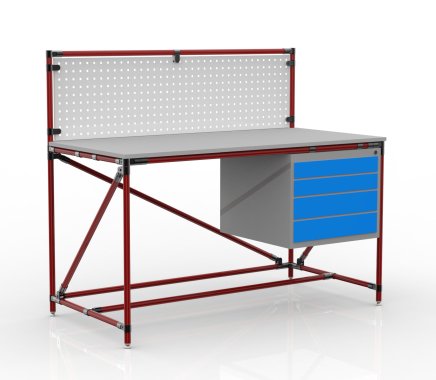 Tavolo da officina con pannello forato larghezza 1500 mm, 24040834 - 2