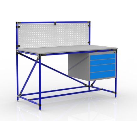 Tavolo da officina con pannello forato larghezza 1500 mm, 24040834 - 3